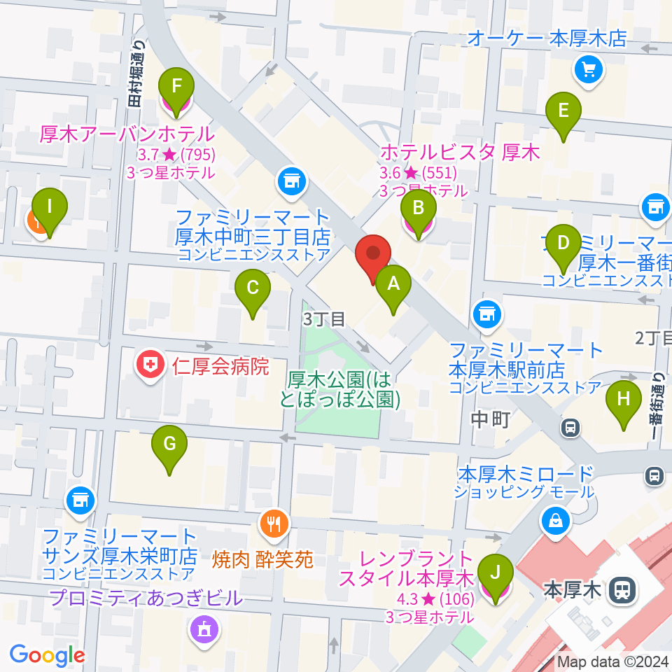 クラウドナインスタジオ 本厚木店周辺のホテル一覧地図