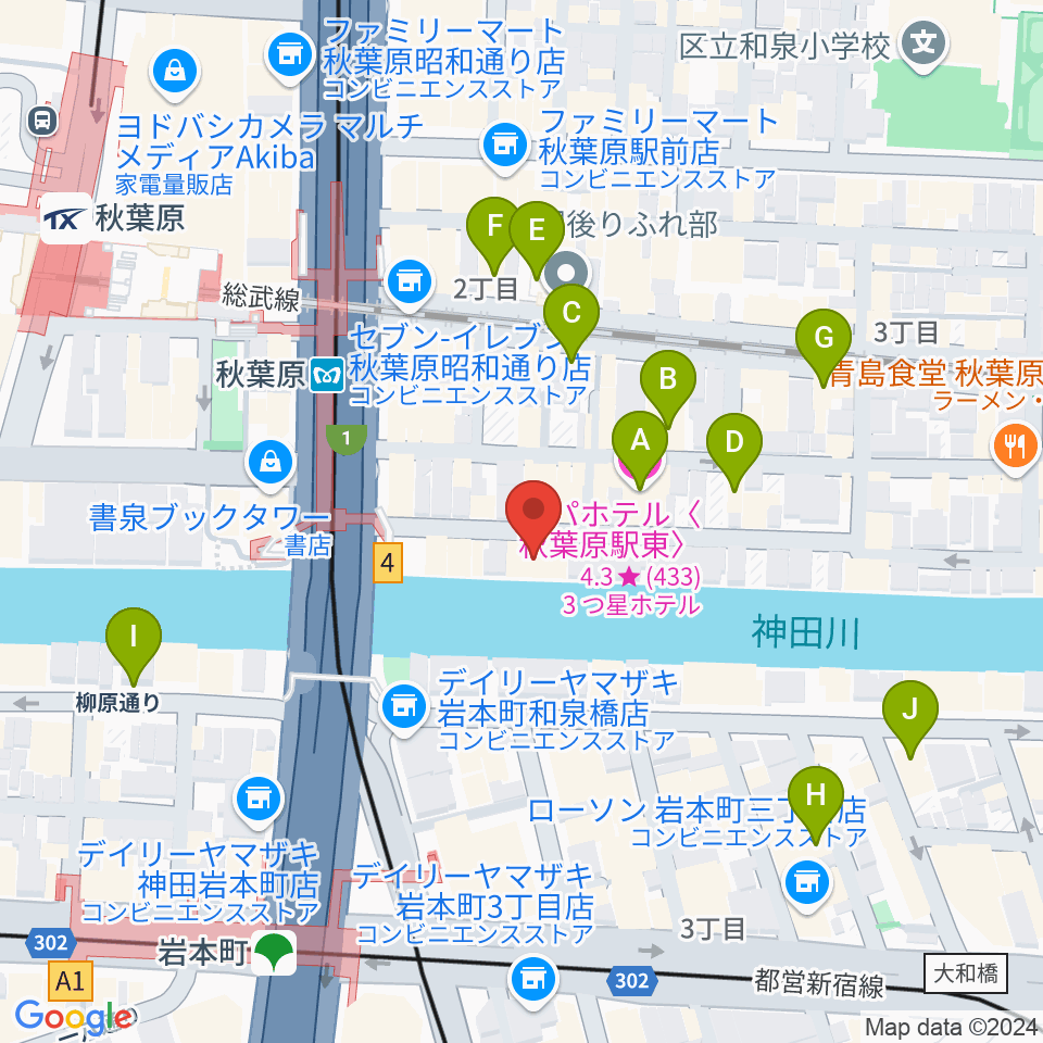 スタジオグッドマンアキバ周辺のホテル一覧地図