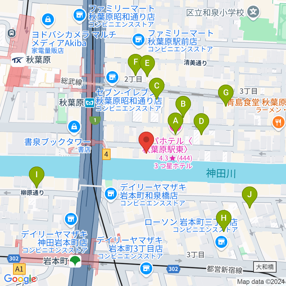 スタジオグッドマンアキバ周辺のホテル一覧地図