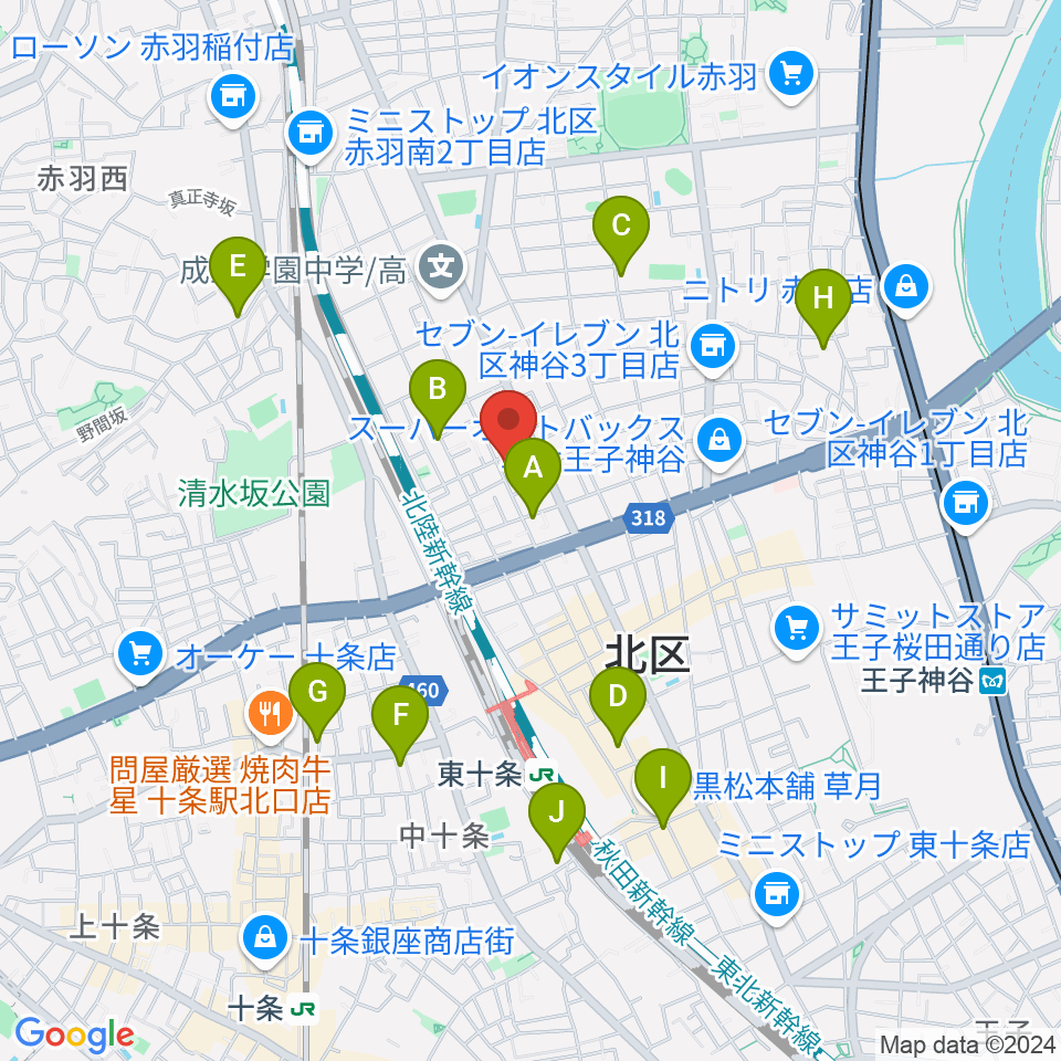 東十条スタジオＪ周辺のホテル一覧地図