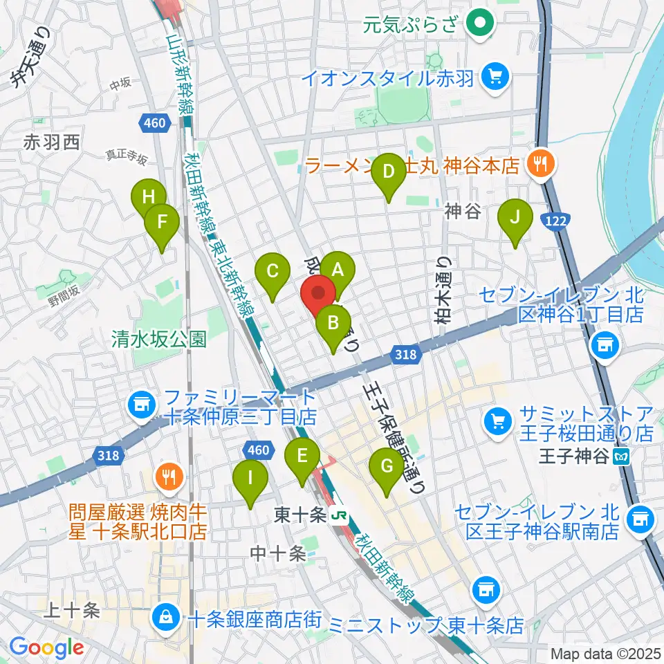 東十条スタジオJ周辺のホテル一覧地図