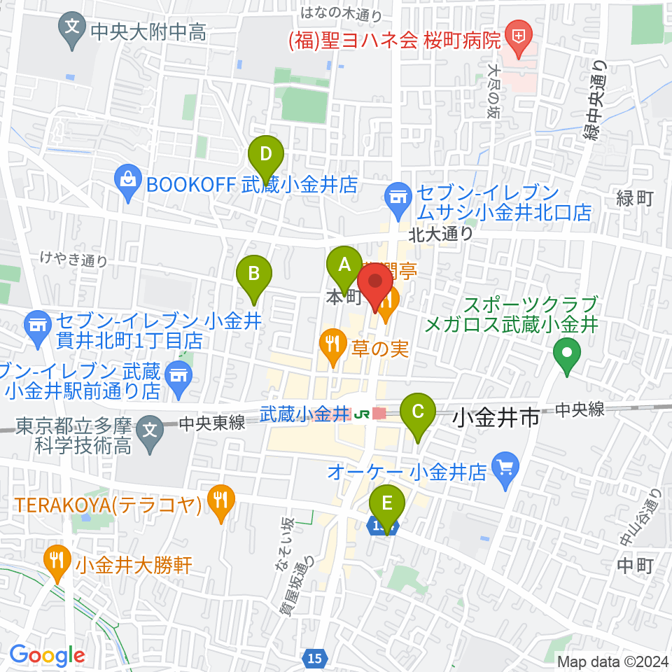 宮地楽器 小金井ANNEX周辺のホテル一覧地図