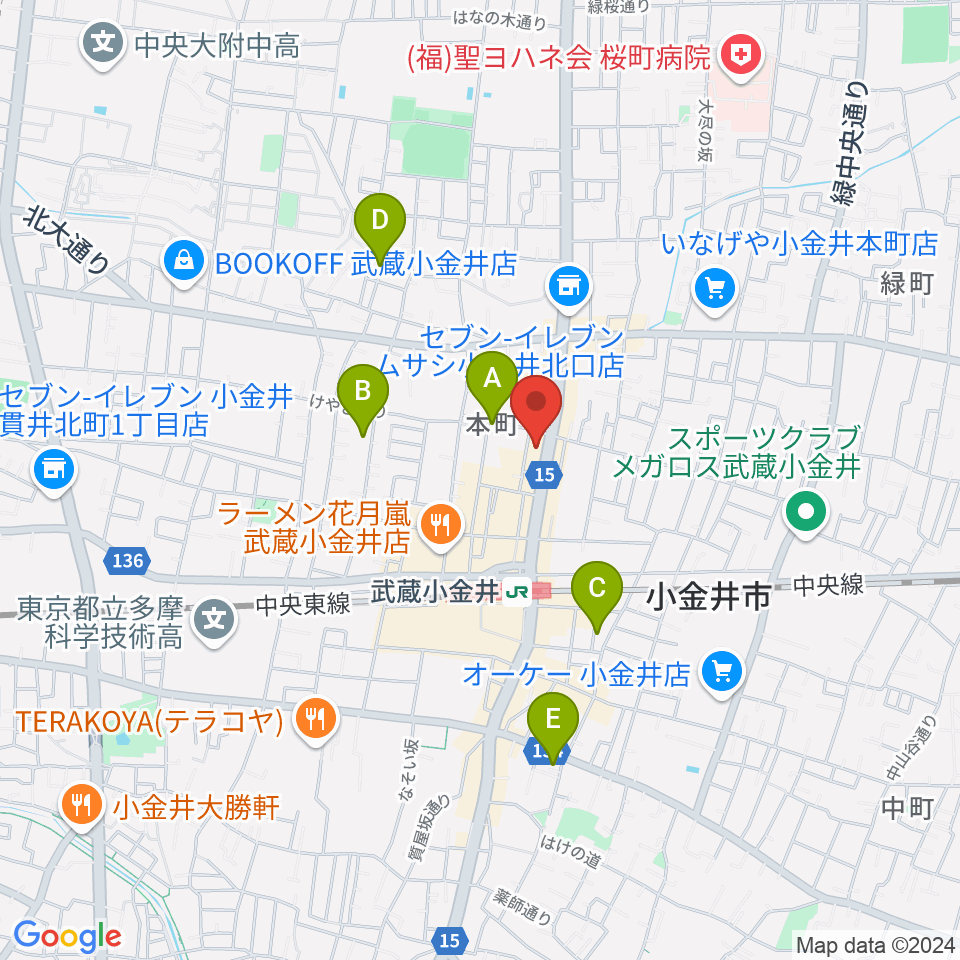 宮地楽器 小金井ANNEX周辺のホテル一覧地図