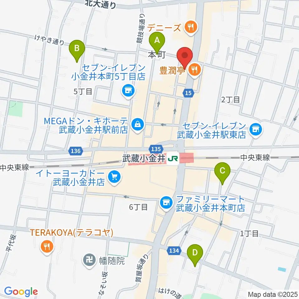 宮地楽器 小金井ANNEX周辺のホテル一覧地図