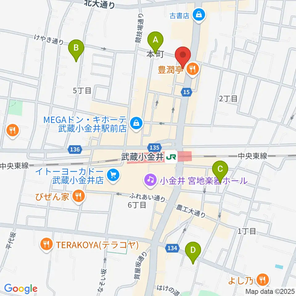 宮地楽器 小金井ANNEX周辺のホテル一覧地図