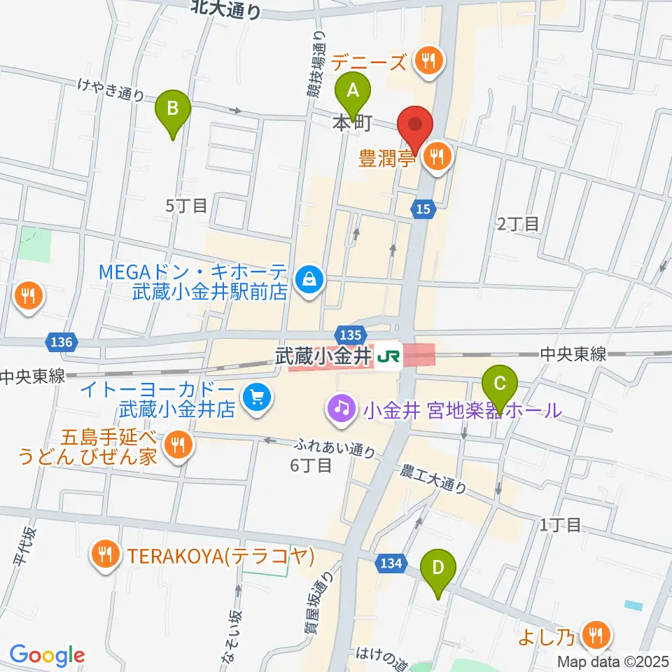宮地楽器 小金井ANNEX周辺のホテル一覧地図