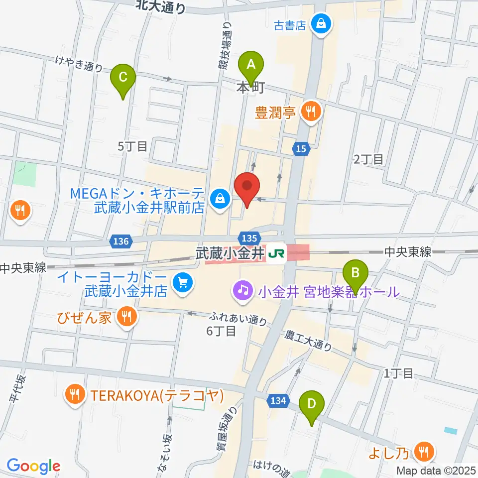 宮地楽器 ミュージックスクエア小金井周辺のホテル一覧地図