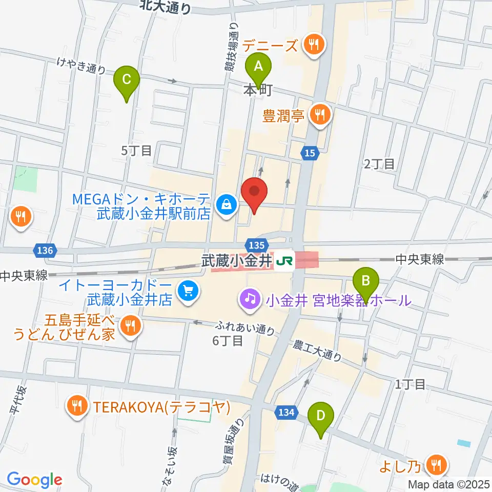 宮地楽器 ミュージックスクエア小金井周辺のホテル一覧地図