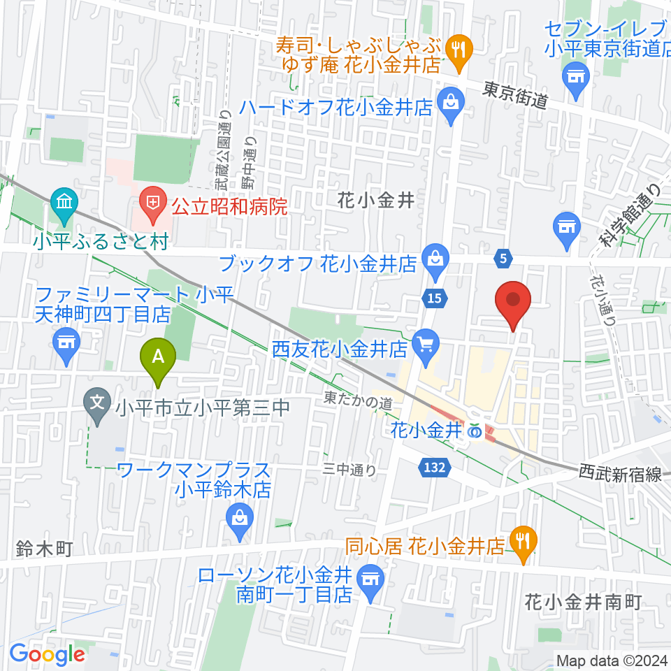 宮地楽器 花小金井センター周辺のホテル一覧地図