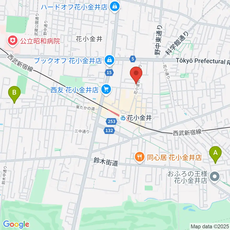 宮地楽器 花小金井センター周辺のホテル一覧地図