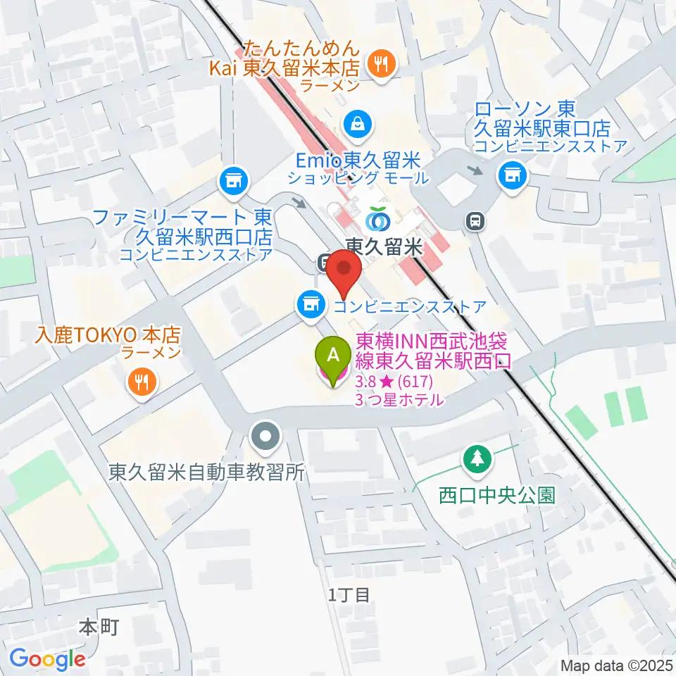 宮地楽器 東久留米センター周辺のホテル一覧地図