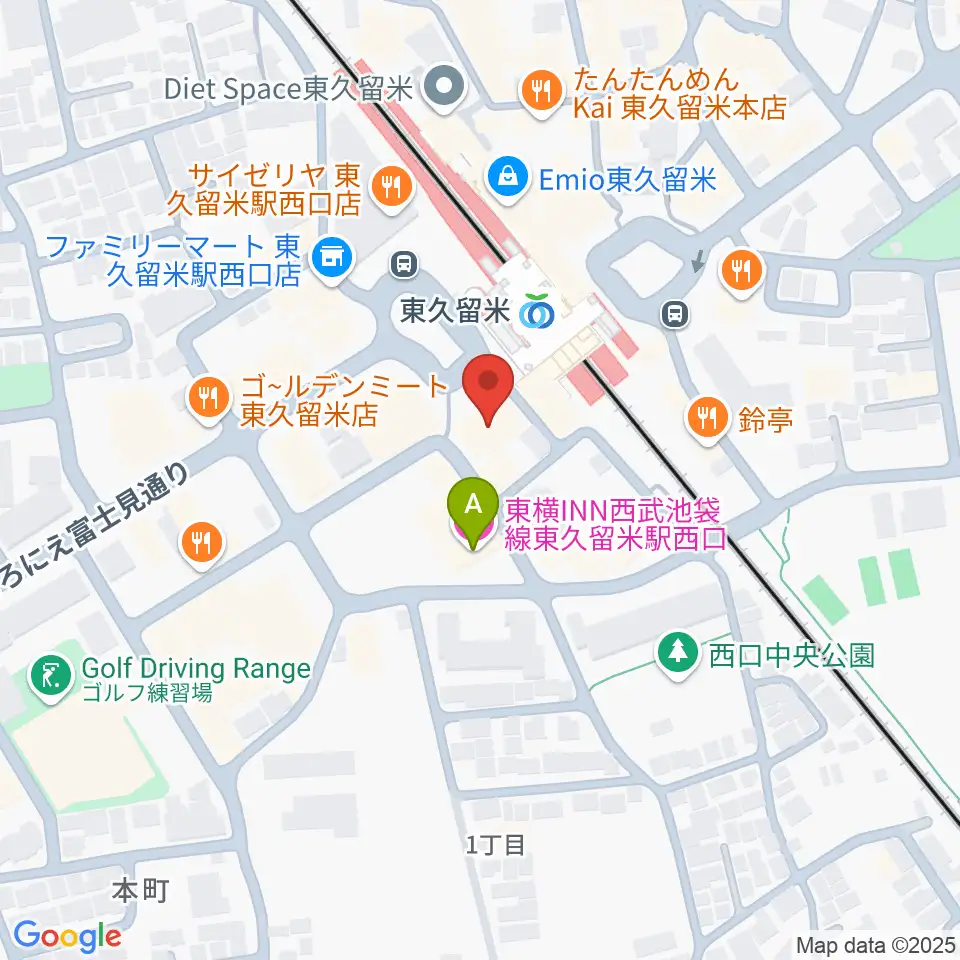 宮地楽器 東久留米センター周辺のホテル一覧地図