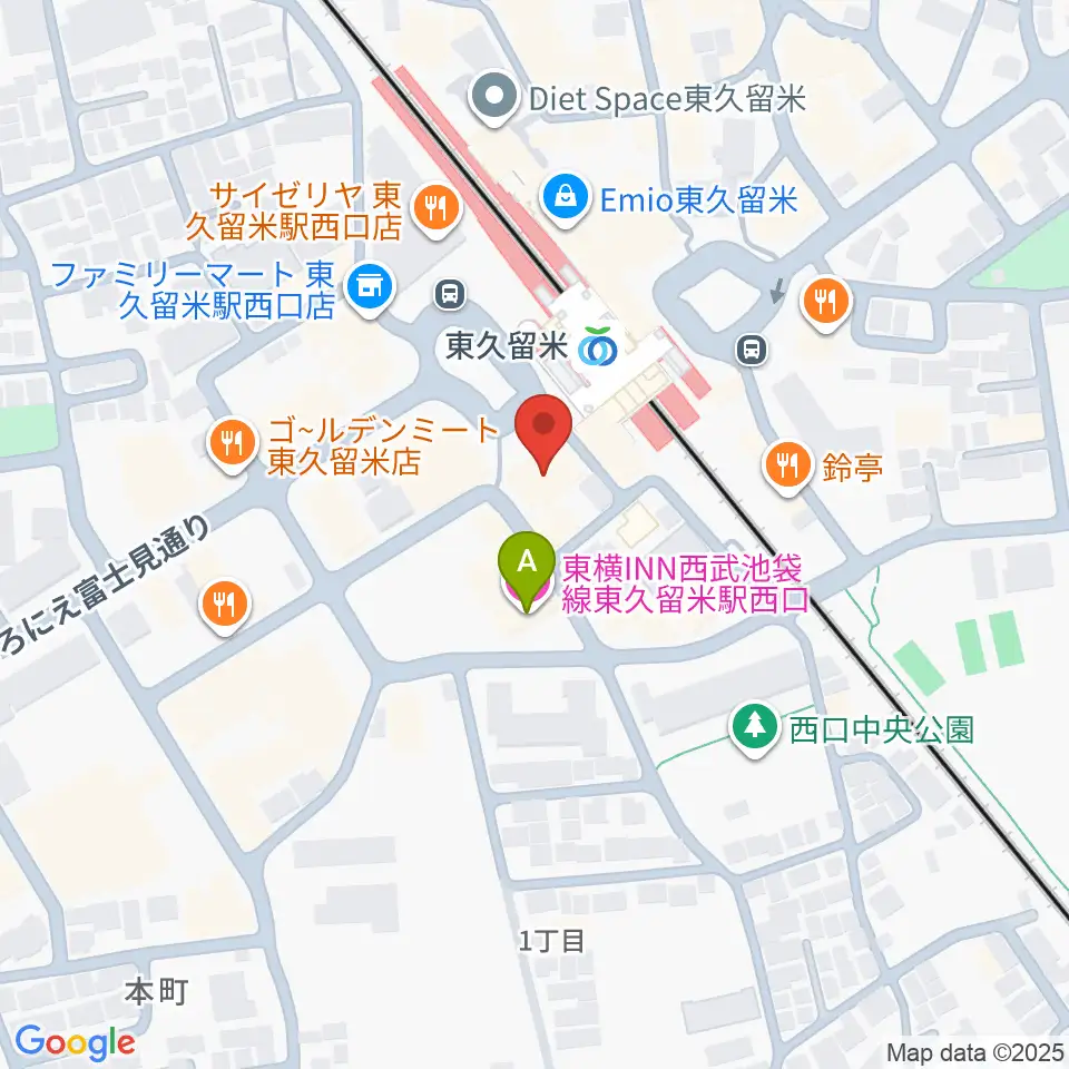 宮地楽器 東久留米センター周辺のホテル一覧地図