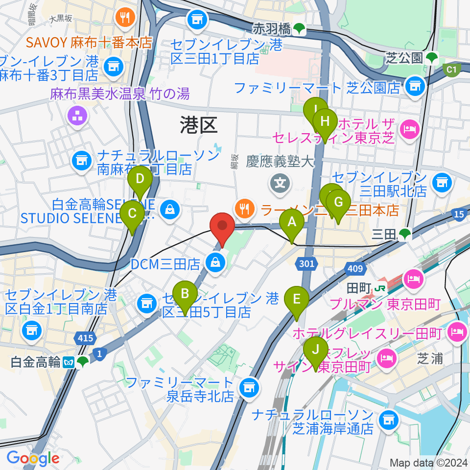 スタジオアワーハウス周辺のホテル一覧地図