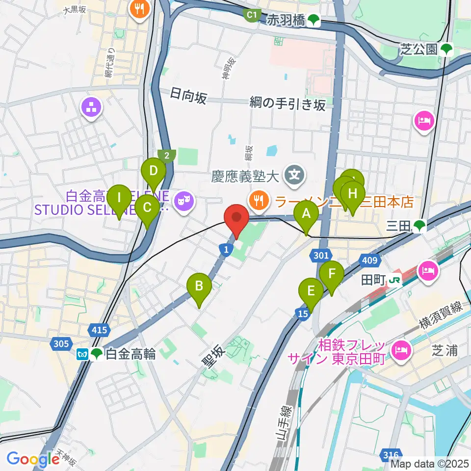 スタジオアワーハウス周辺のホテル一覧地図