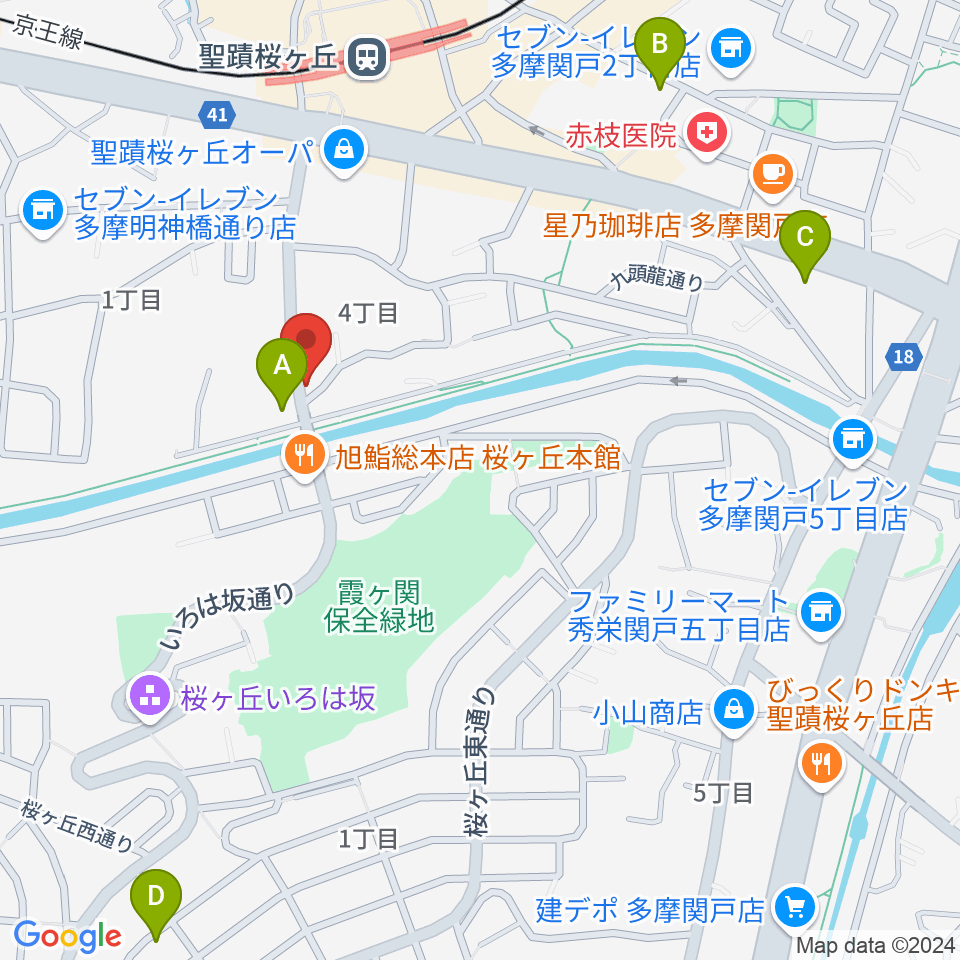 スタジオABR聖蹟桜ヶ丘店周辺のホテル一覧地図