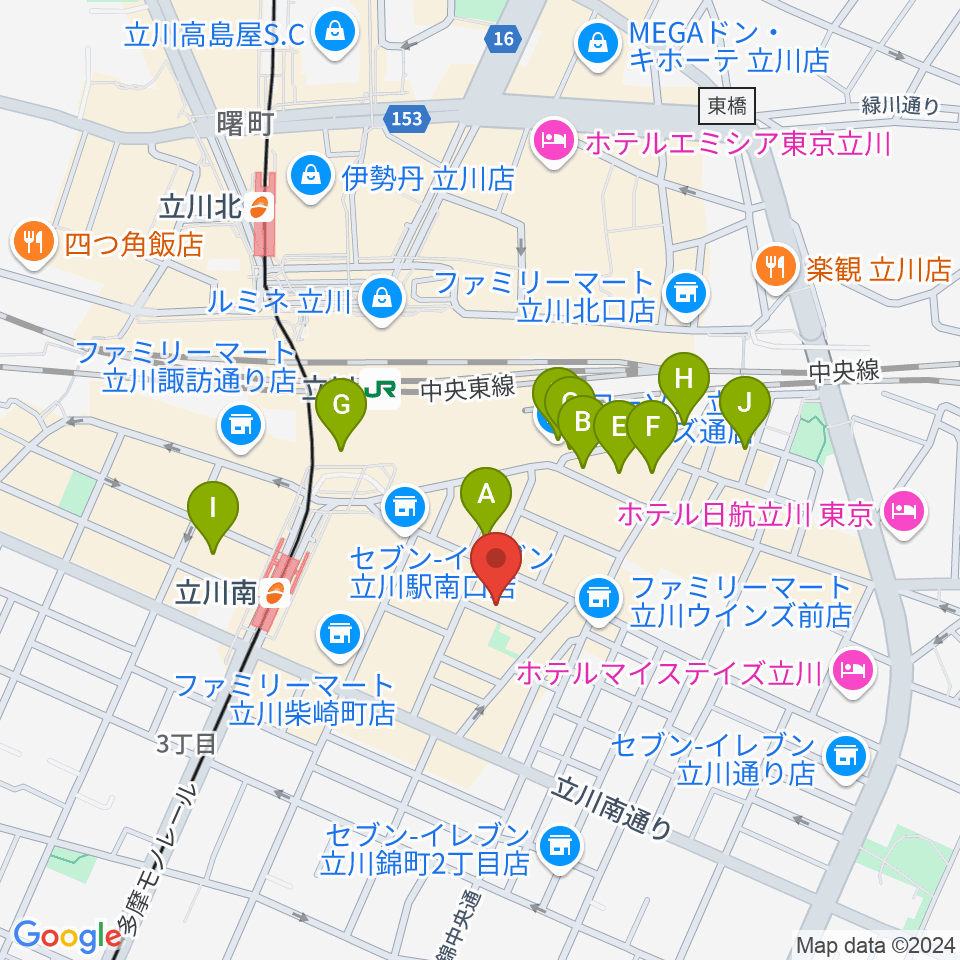 サウンドスタジオブルームーン立川店周辺のホテル一覧地図