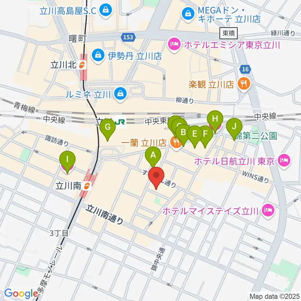 サウンドスタジオブルームーン立川店周辺のホテル一覧地図