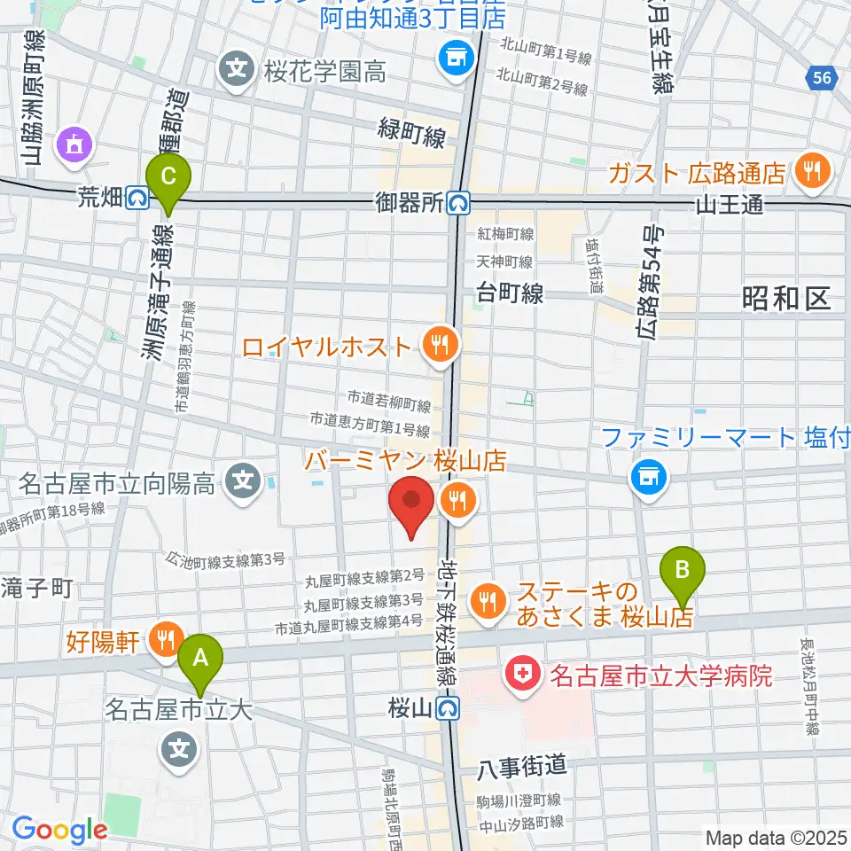 愛曲楽器 桜山本店周辺のホテル一覧地図