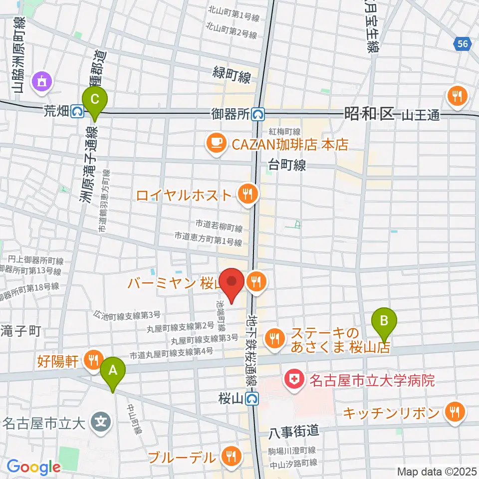 愛曲楽器 桜山本店周辺のホテル一覧地図