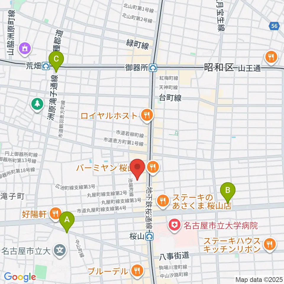 愛曲楽器 桜山本店周辺のホテル一覧地図
