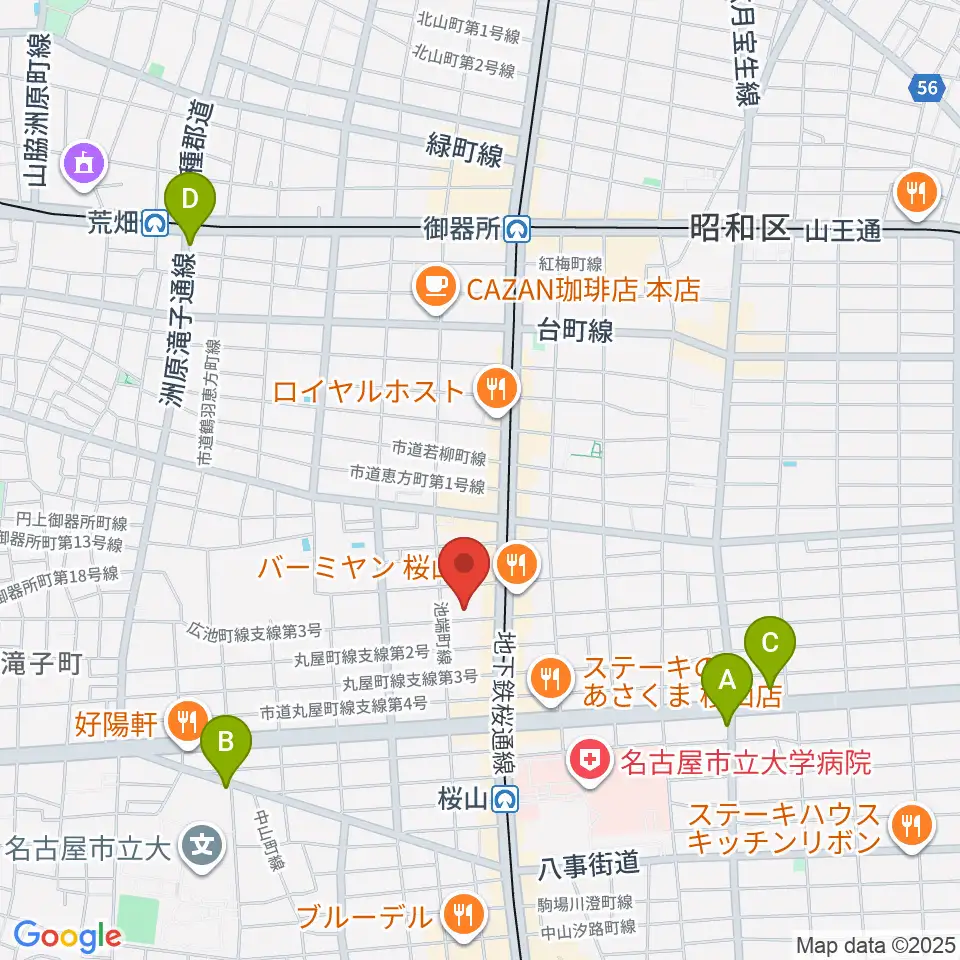 愛曲楽器 桜山本店周辺のホテル一覧地図