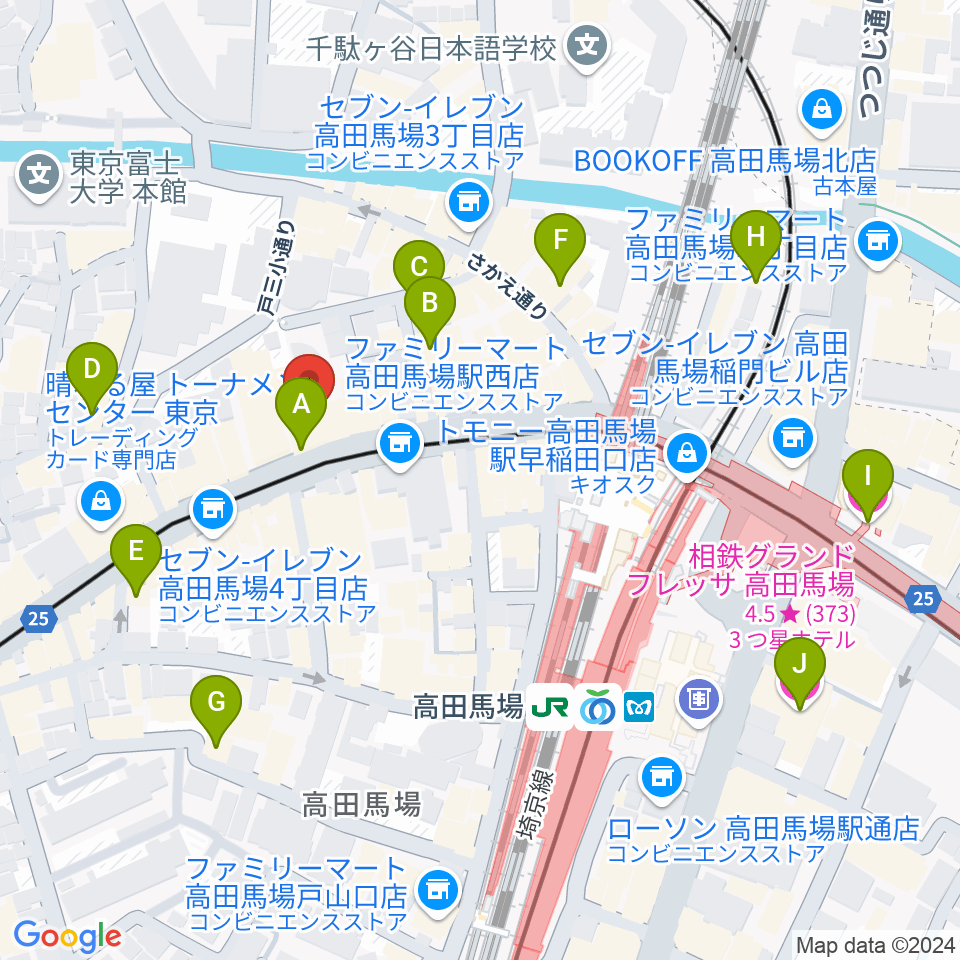 バズーカスタジオ周辺のホテル一覧地図