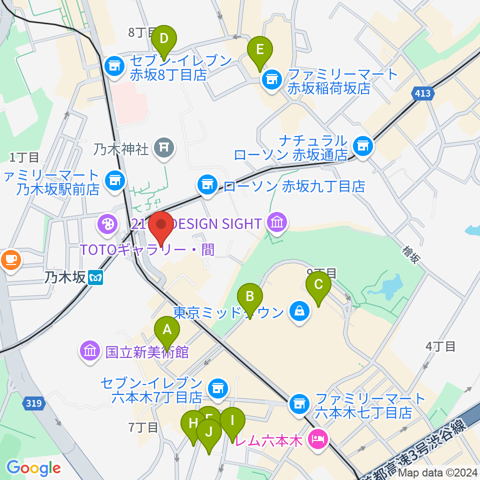 ソニー・ミュージックスタジオ周辺のホテル一覧地図