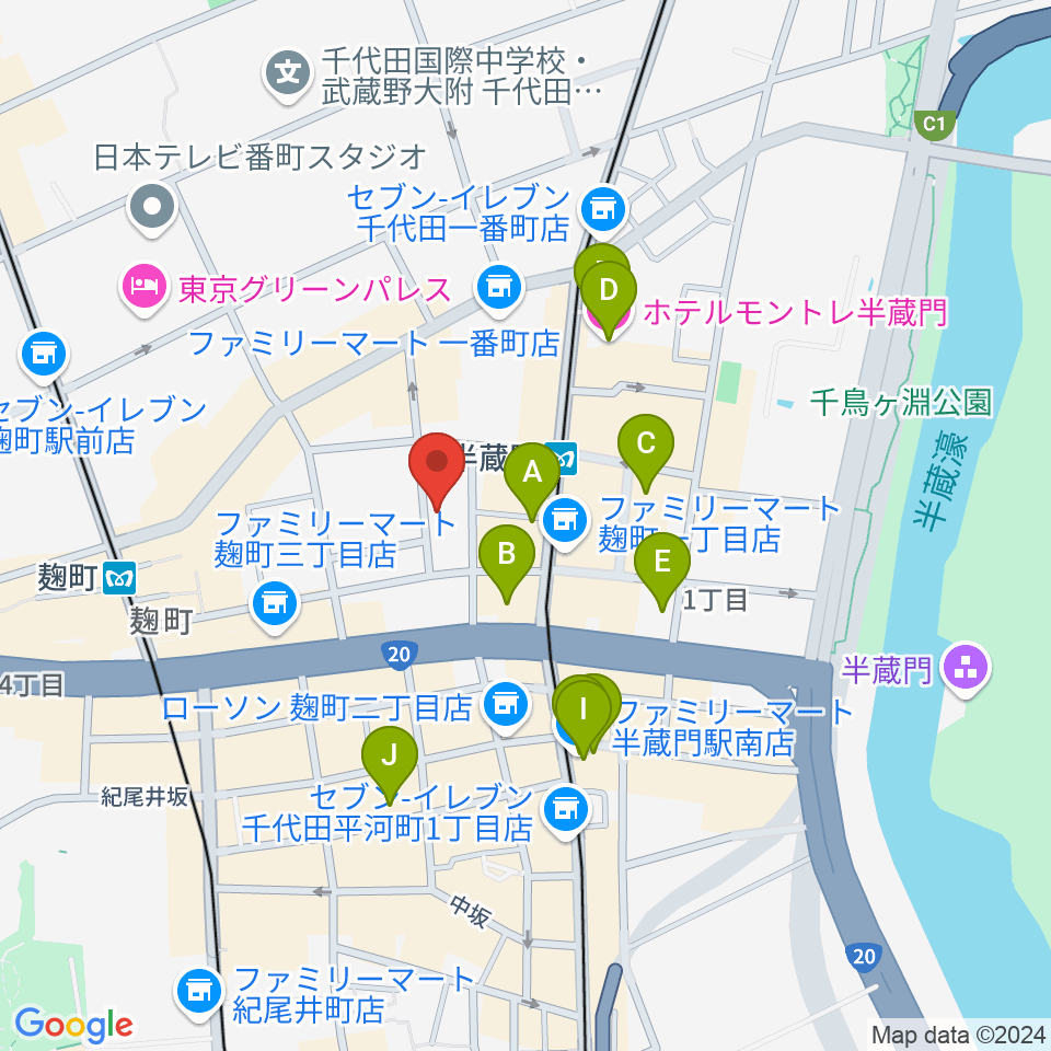 ビークルースタジオ周辺のホテル一覧地図