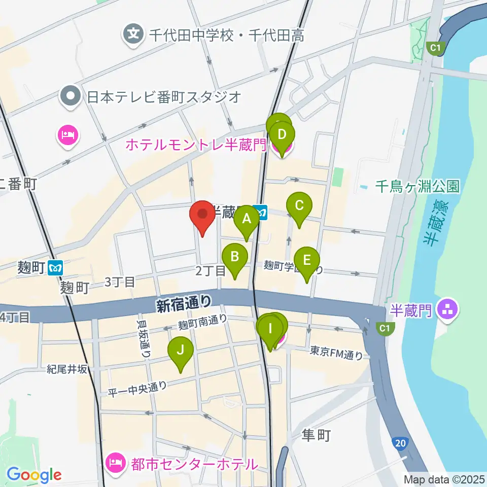 ビークルースタジオ周辺のホテル一覧地図
