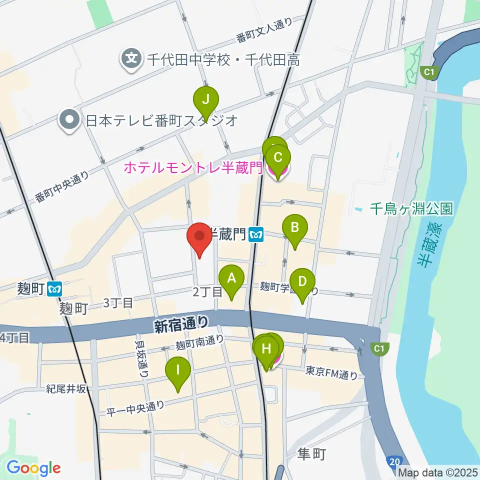 ビークルースタジオ周辺のホテル一覧地図