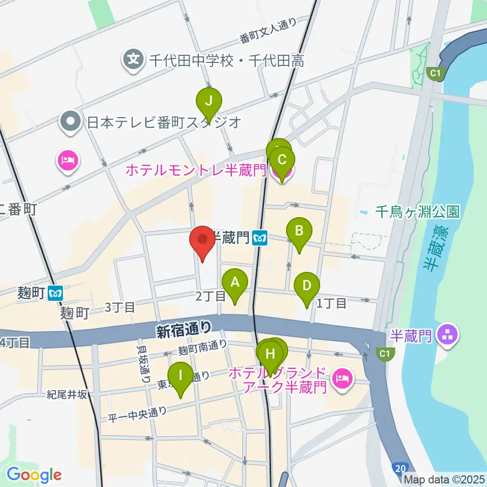 ビークルースタジオ周辺のホテル一覧地図