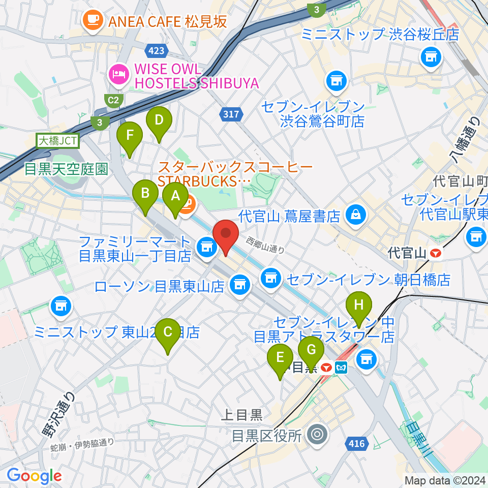 青葉台スタジオ周辺のホテル一覧地図