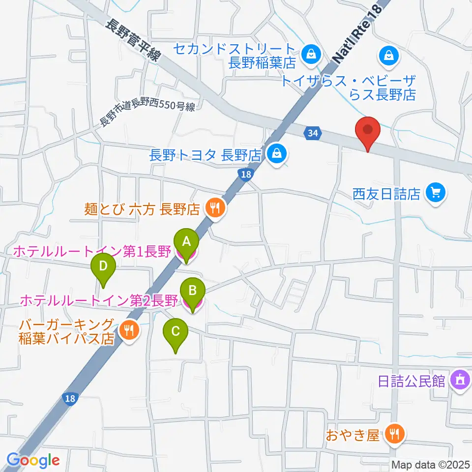 サンピアン長野店周辺のホテル一覧地図