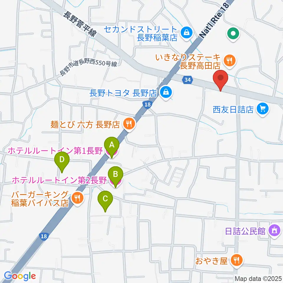 サンピアン長野店周辺のホテル一覧地図