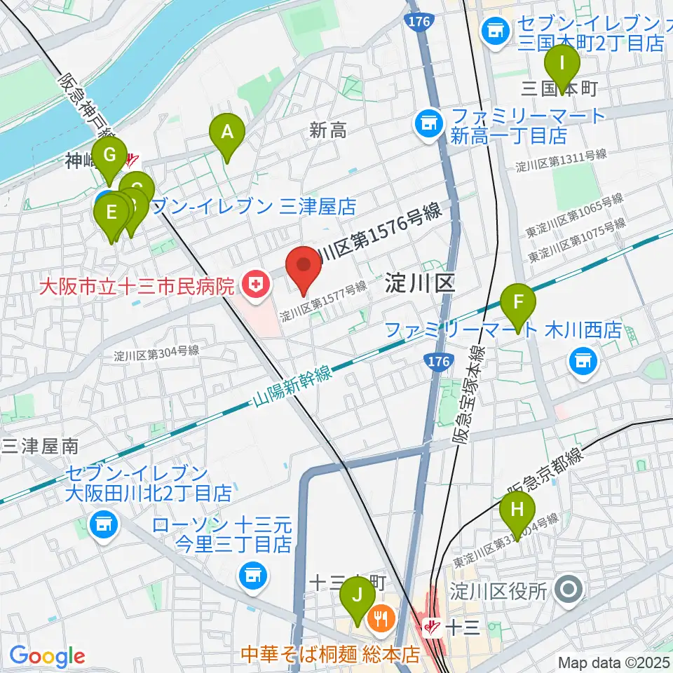 玉田ピアノ本店ショールーム周辺のホテル一覧地図
