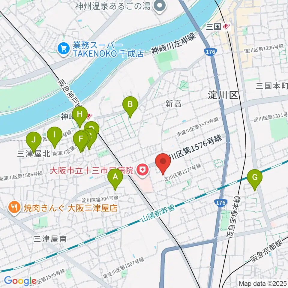 玉田ピアノ本店ショールーム周辺のホテル一覧地図