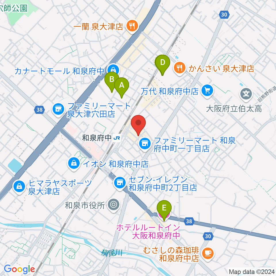 新日本ミュージック株式会社 和泉府中本店周辺のホテル一覧地図