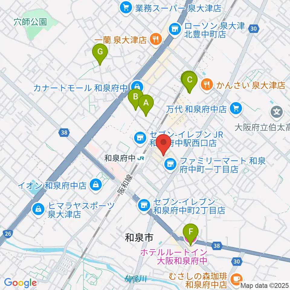 新日本ミュージック株式会社 和泉府中本店周辺のホテル一覧地図
