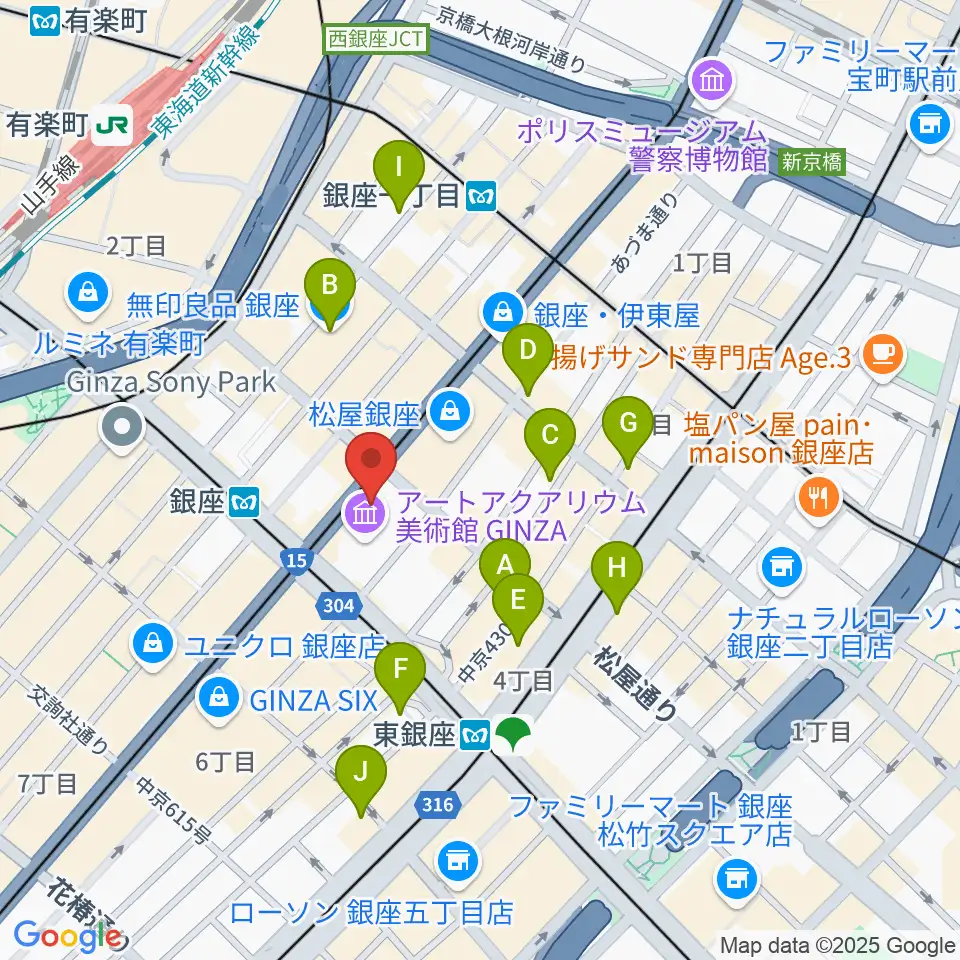 日本弦楽器 銀座店周辺のホテル一覧地図