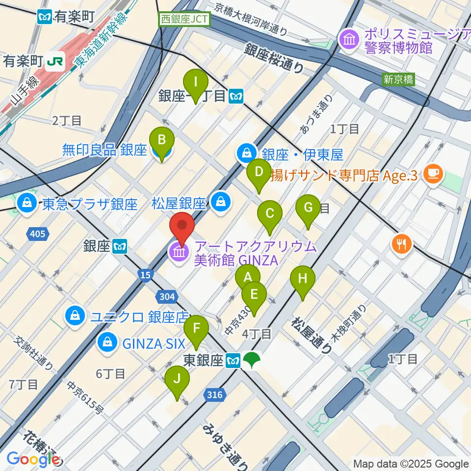 日本弦楽器 銀座店周辺のホテル一覧地図