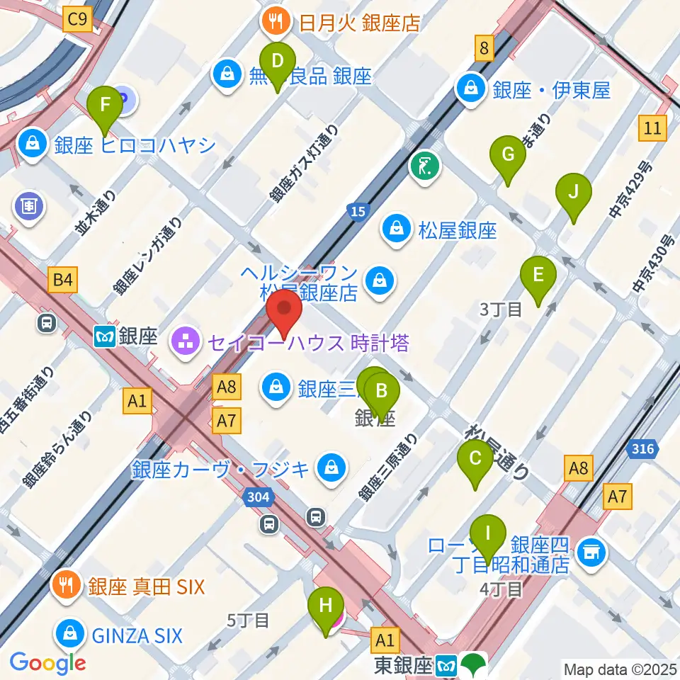 日本弦楽器 銀座店周辺のホテル一覧地図
