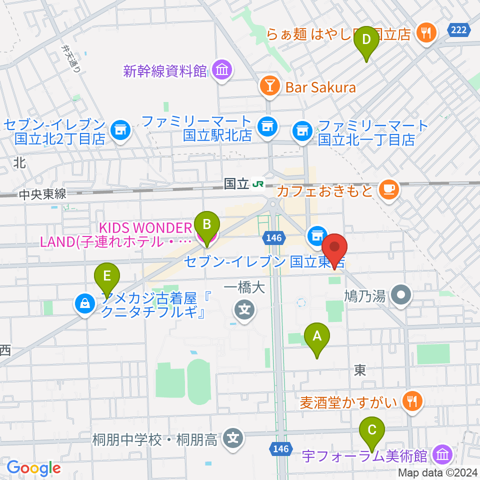 ムサシ楽器周辺のホテル一覧地図