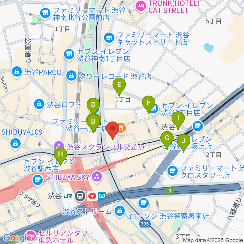 三浦ピアノ渋谷店周辺のホテル一覧地図