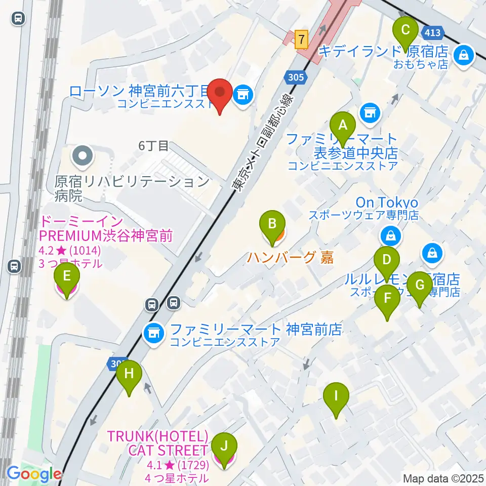 原宿 松下工房周辺のホテル一覧地図