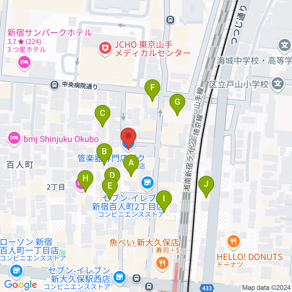 管楽器専門店ダク周辺のホテル一覧地図