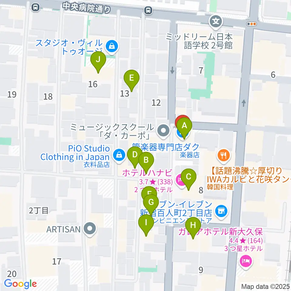 管楽器専門店ダク周辺のホテル一覧地図