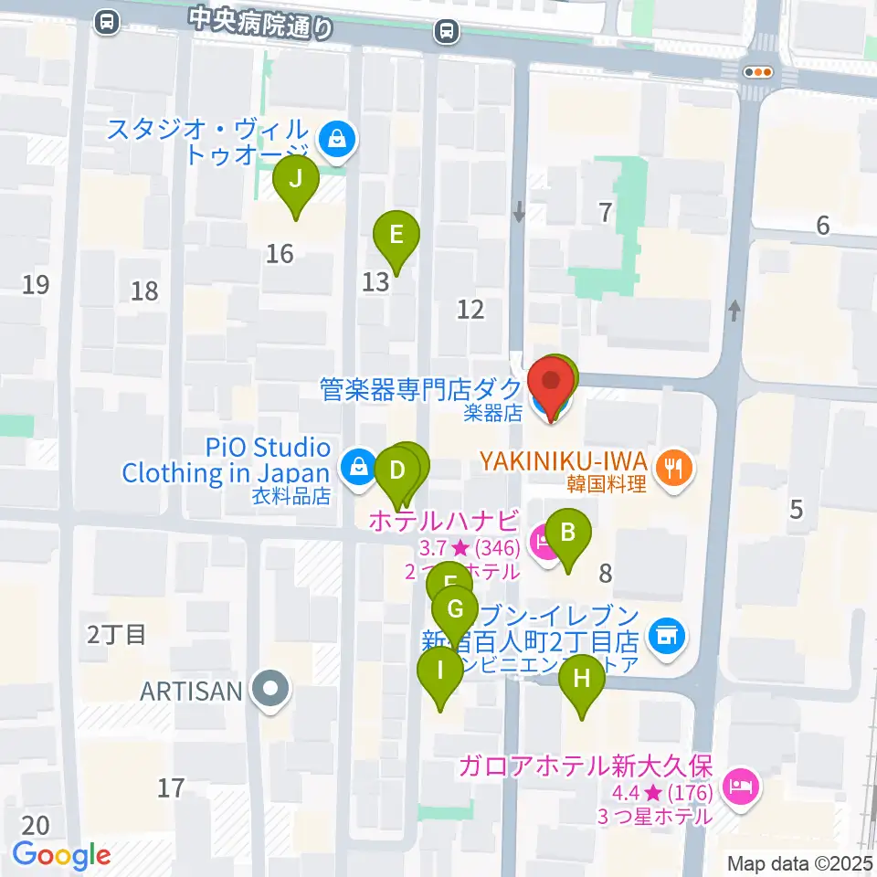 管楽器専門店ダク周辺のホテル一覧地図