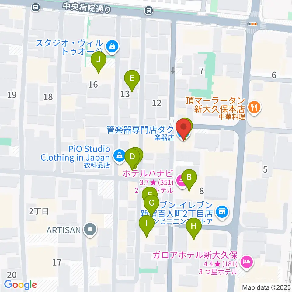 管楽器専門店ダク周辺のホテル一覧地図