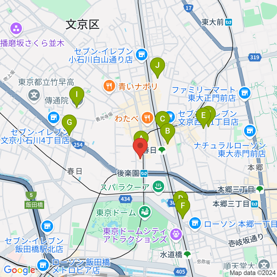 文京楽器周辺のホテル一覧地図